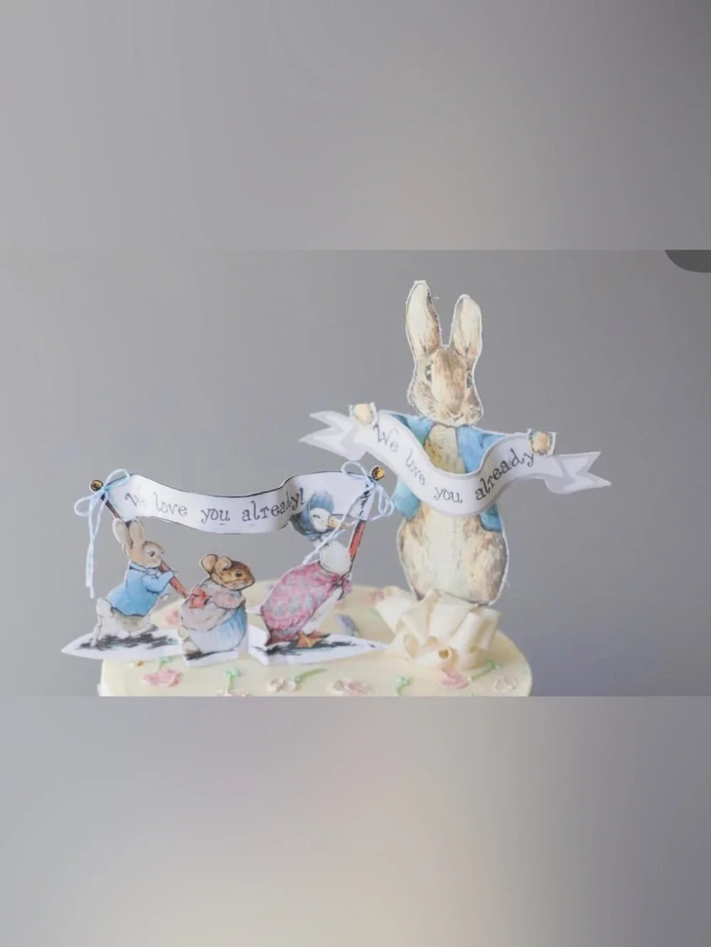 Reusable Neutral Peter Rabbit Cake Topper - White & Blue